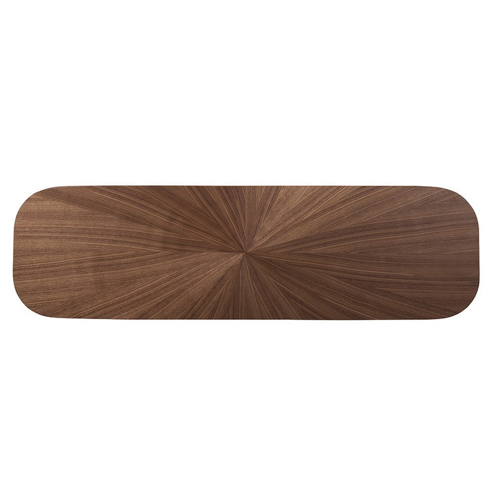 Baxton Studio Wendy Mid-Century Modern Walnut Finished Wood Console Table WHI-Walnut-Sunburst-Console-Table