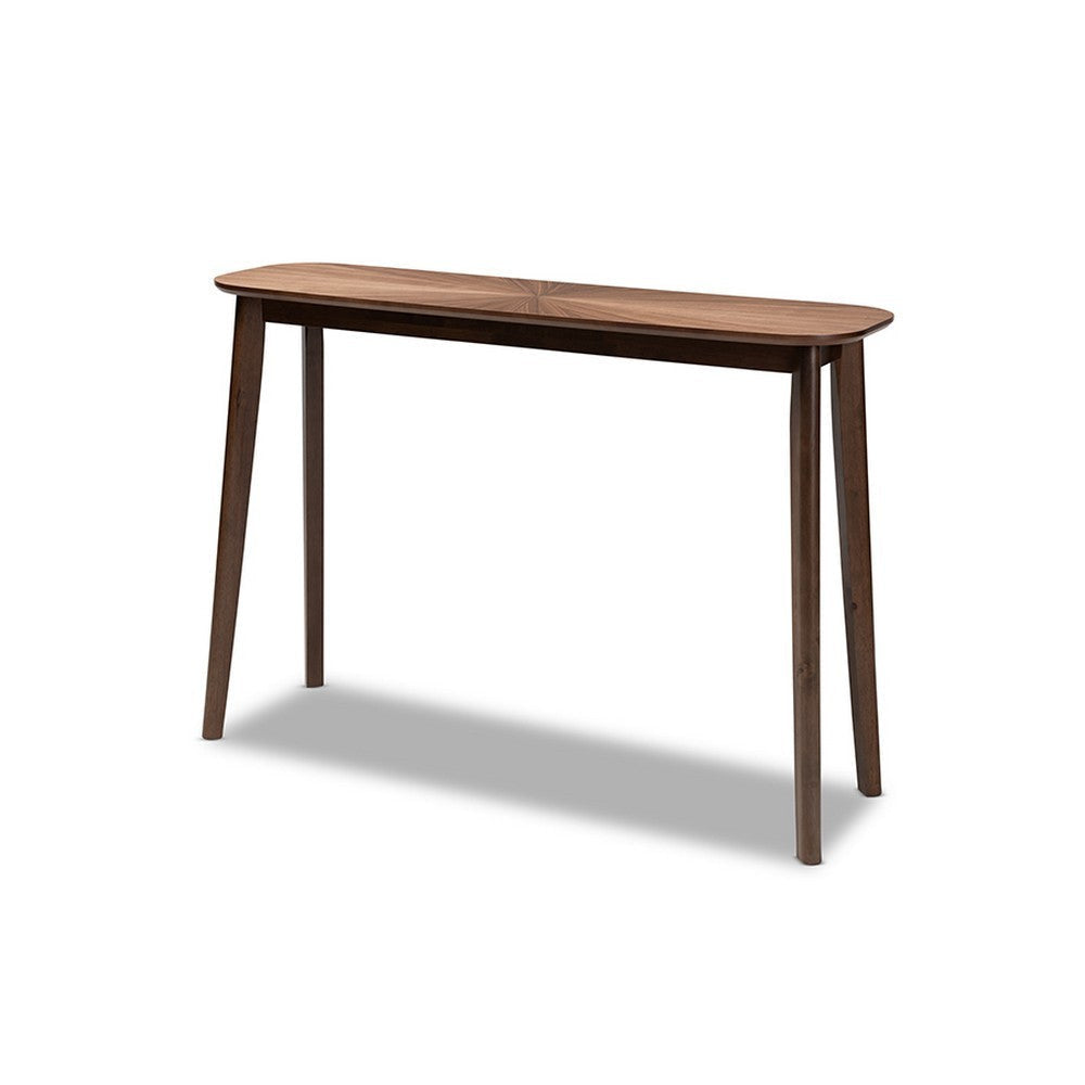 Baxton Studio Wendy Mid-Century Modern Walnut Finished Wood Console Table WHI-Walnut-Sunburst-Console-Table