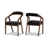 Baxton Studio Wendy Mid-Century Modern Black Fabric and Walnut Medium Brown Wood Finishing Dining Set WHI-Walnut-Sunburst-Dining-Set