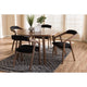 Baxton Studio Wendy Mid-Century Modern Black Fabric and Walnut Medium Brown Wood Finishing Dining Set WHI-Walnut-Sunburst-Dining-Set