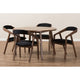 Baxton Studio Wendy Mid-Century Modern Black Fabric and Walnut Medium Brown Wood Finishing Dining Set WHI-Walnut-Sunburst-Dining-Set