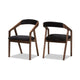 Baxton Studio Wendy Mid-Century Modern Black Velvet and Walnut Medium Brown Wood Finishing Dining Chair (Set of 2)