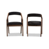 Baxton Studio Wendy Mid-Century Modern Black Velvet and Walnut Medium Brown Wood Finishing Dining Chair (Set of 2)