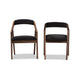 Baxton Studio Wendy Mid-Century Modern Black Velvet and Walnut Medium Brown Wood Finishing Dining Chair (Set of 2)