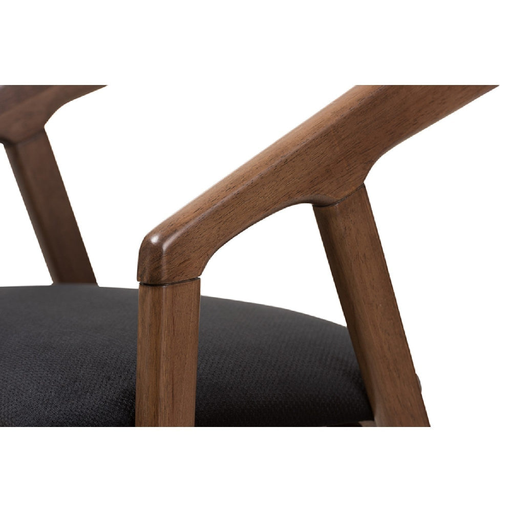 Baxton Studio Wendy Mid-Century Modern Black Velvet and Walnut Medium Brown Wood Finishing Dining Chair (Set of 2)