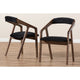 Baxton Studio Wendy Mid-Century Modern Black Velvet and Walnut Medium Brown Wood Finishing Dining Chair (Set of 2)