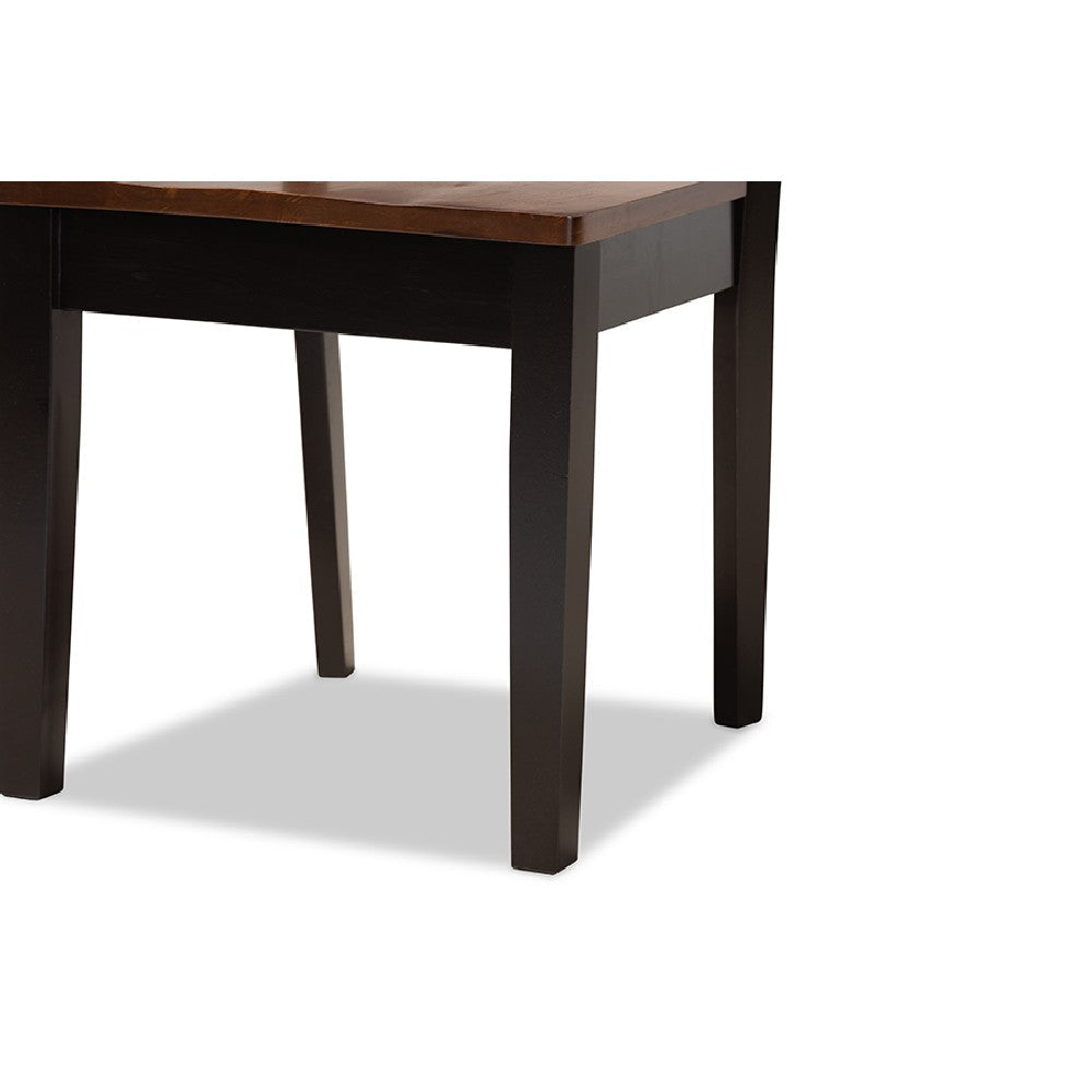 Baxton Studio Wanda Modern and Contemporary Transitional Two-Tone Dark Brown and Walnut Brown Finished Wood 5-Piece Dining Set
