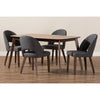 Baxton Studio Wesley Mid-Century Modern Dark Grey Fabric Upholstered Walnut Finished Wood 5-Piece Dining Set