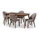 Baxton Studio Wesley Mid-Century Modern Light Grey Fabric Upholstered Walnut Finished Wood 5-Piece Dining Set