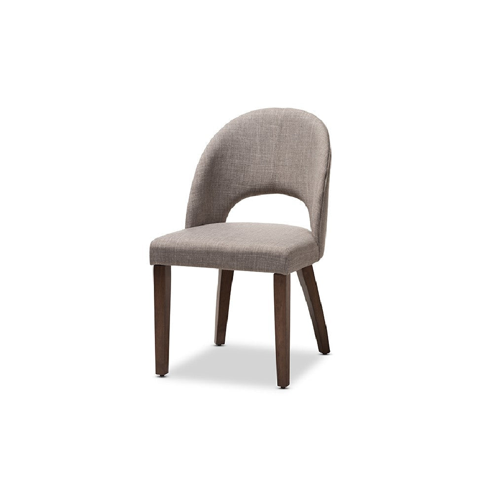 Baxton Studio Wesley Mid-Century Modern Light Grey Fabric Upholstered Walnut Finished Wood 5-Piece Dining Set