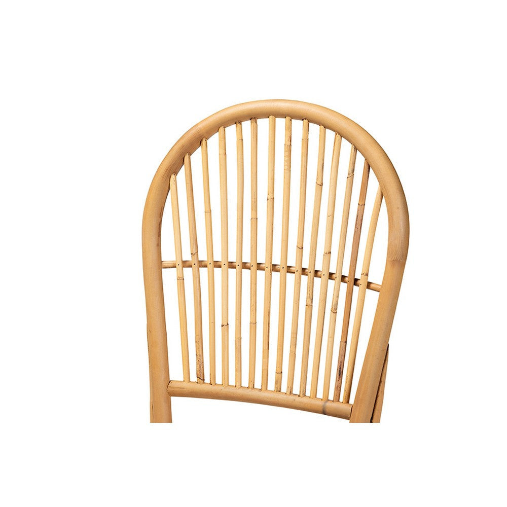 bali & pari Wina Modern Bohemian Natural Brown Rattan 2-Piece Dining Chair Set WHI-Wina-Rattan-DC