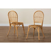bali & pari Wina Modern Bohemian Natural Brown Rattan 2-Piece Dining Chair Set