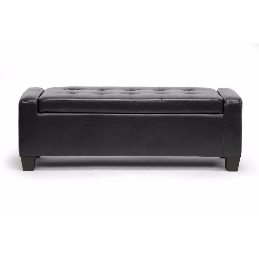 Baxton Studio Manchester Black Ottoman WHI-Y-172-Black-OTTO