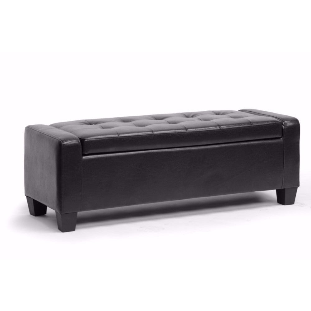 Baxton Studio Manchester Black Ottoman WHI-Y-172-Black-OTTO