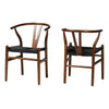 Baxton Studio Paxton Modern Walnut Brown Finished Wood 2-Piece Dining Chair Set