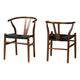 Baxton Studio Paxton Modern Walnut Brown Finished Wood 2-Piece Dining Chair Set