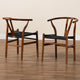 Baxton Studio Paxton Modern Walnut Brown Finished Wood 2-Piece Dining Chair Set
