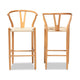 Baxton Studio Paxton Modern and Contemporary Natural Brown Finished Wood 2-Piece Bar Stool Set
