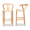 Baxton Studio Paxton Modern and Contemporary Natural Brown Finished Wood 2-Piece Bar Stool Set
