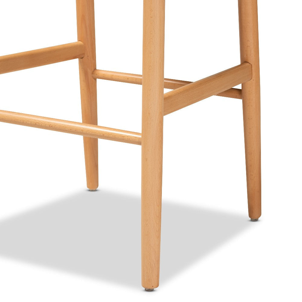 Baxton Studio Paxton Modern and Contemporary Natural Brown Finished Wood 2-Piece Bar Stool Set