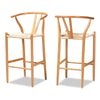 Baxton Studio Paxton Modern and Contemporary Natural Brown Finished Wood 2-Piece Bar Stool Set