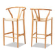 Baxton Studio Paxton Modern and Contemporary Natural Brown Finished Wood 2-Piece Bar Stool Set