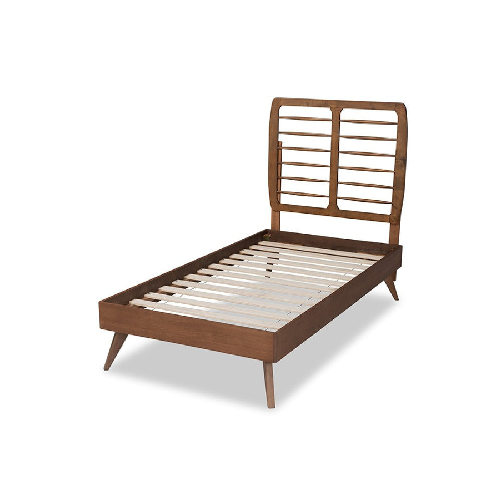 Baxton Studio Yana Mid-Century Modern Walnut Brown Finished Wood Twin Size Platform Bed WHI-Yana-Ash-Walnut-Twin