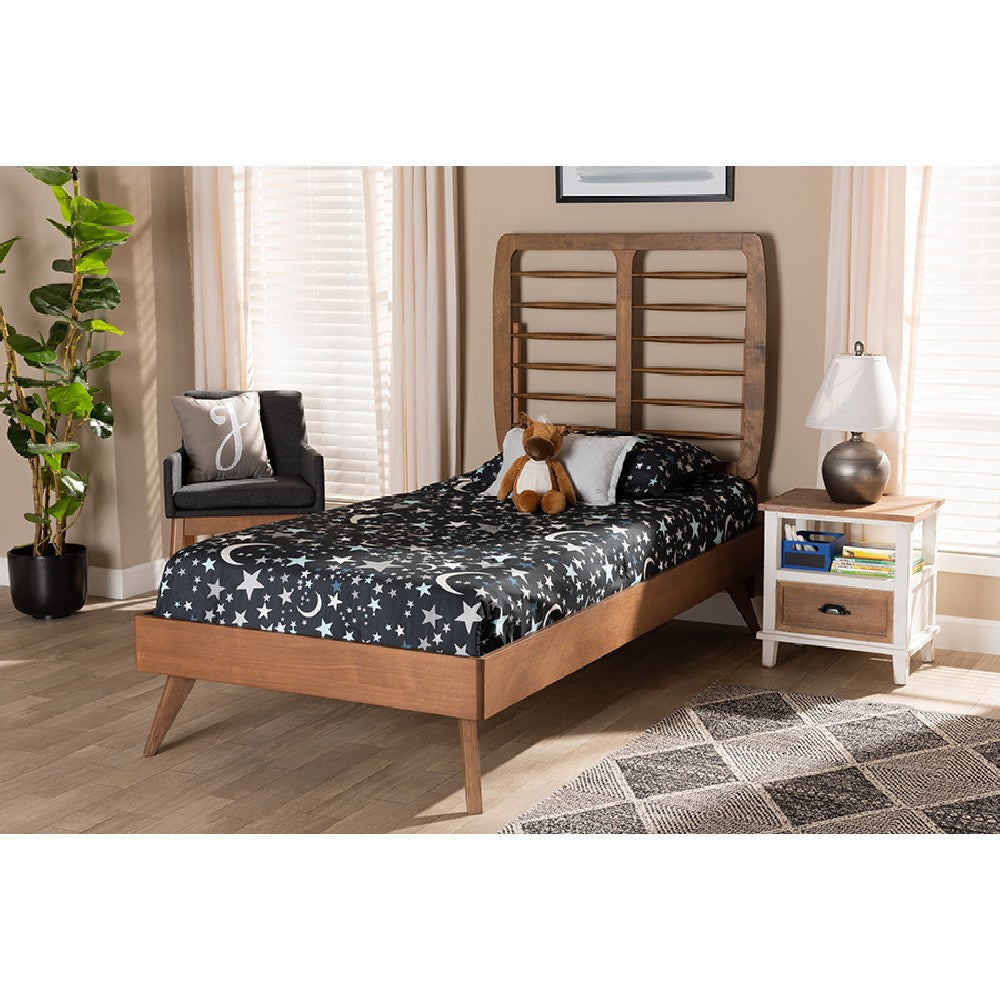 Baxton Studio Yana Mid-Century Modern Walnut Brown Finished Wood Twin Size Platform Bed WHI-Yana-Ash-Walnut-Twin