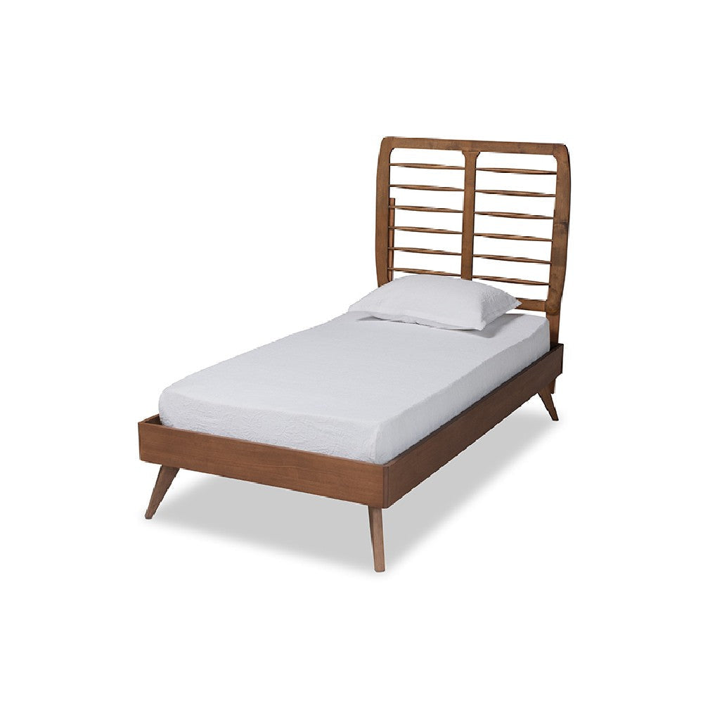 Baxton Studio Yana Mid-Century Modern Walnut Brown Finished Wood Twin Size Platform Bed WHI-Yana-Ash-Walnut-Twin