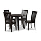 Baxton Studio Zala Modern and Contemporary Dark Brown Finished Wood 5-Piece Dining Set WHI-Zala-Dark-Brown-5PC-Dining-Set
