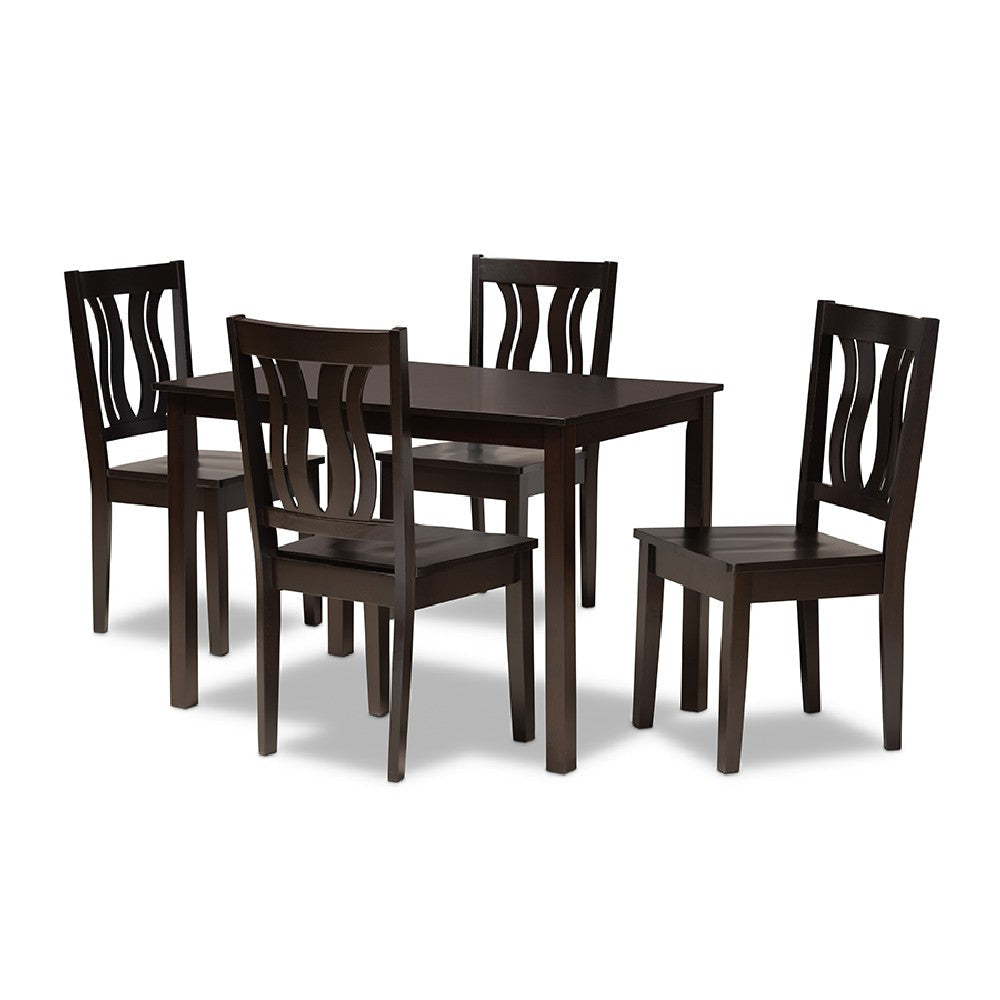 Baxton Studio Zamira Modern and Contemporary Transitional Dark Brown Finished Wood 5-Piece Dining Set
