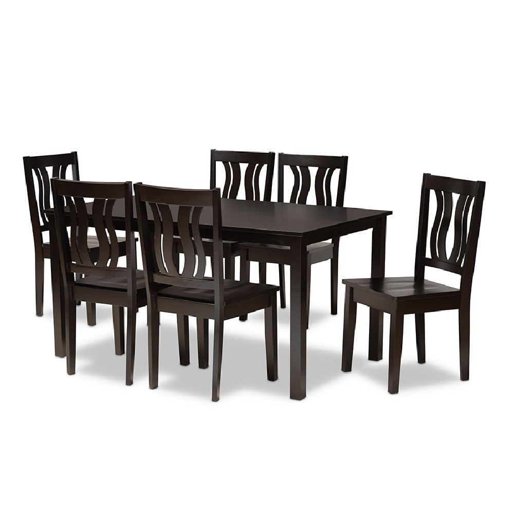 Baxton Studio Zamira Modern and Contemporary Transitional Dark Brown Finished Wood 7-Piece Dining Set