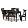 Baxton Studio Zamira Modern and Contemporary Transitional Two-Tone Dark Brown and Walnut Brown Finished Wood 7-Piece Dining Set