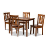 Baxton Studio Zamira Modern and Contemporary Transitional Walnut Brown Finished Wood 5-Piece Dining Set