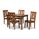 Baxton Studio Zamira Modern and Contemporary Transitional Walnut Brown Finished Wood 5-Piece Dining Set