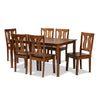 Baxton Studio Zamira Modern and Contemporary Transitional Walnut Brown Finished Wood 7-Piece Dining Set