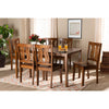 Baxton Studio Zamira Modern and Contemporary Transitional Walnut Brown Finished Wood 7-Piece Dining Set