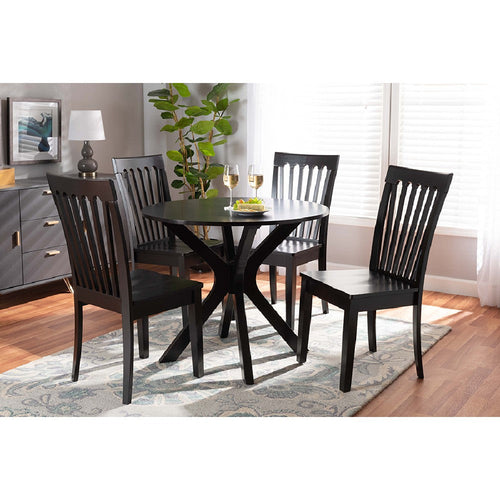 Baxton Studio Zora Modern and Contemporary Dark Brown Finished Wood 5-Piece Dining Set