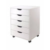 Halifax 5-Drawer Mobile Cabinet, White