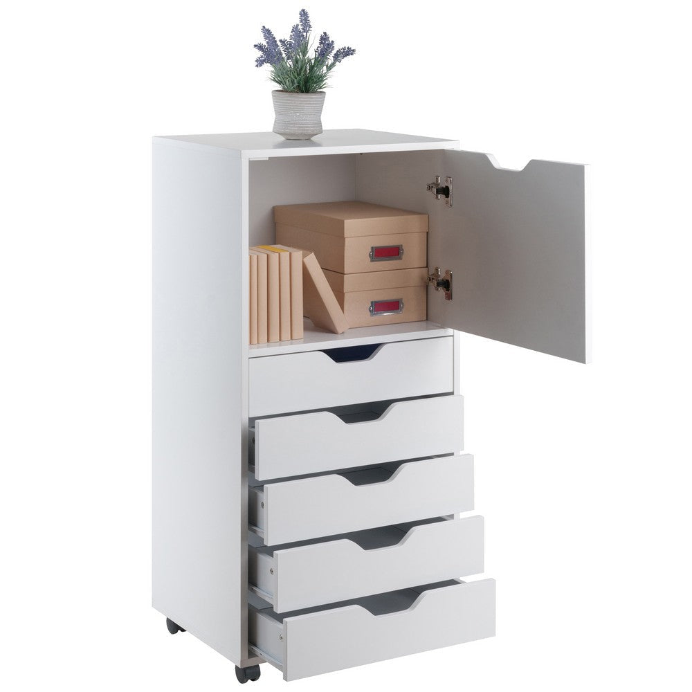Halifax 5 Drawer Storage Mobile Cabinet White WIN-10616