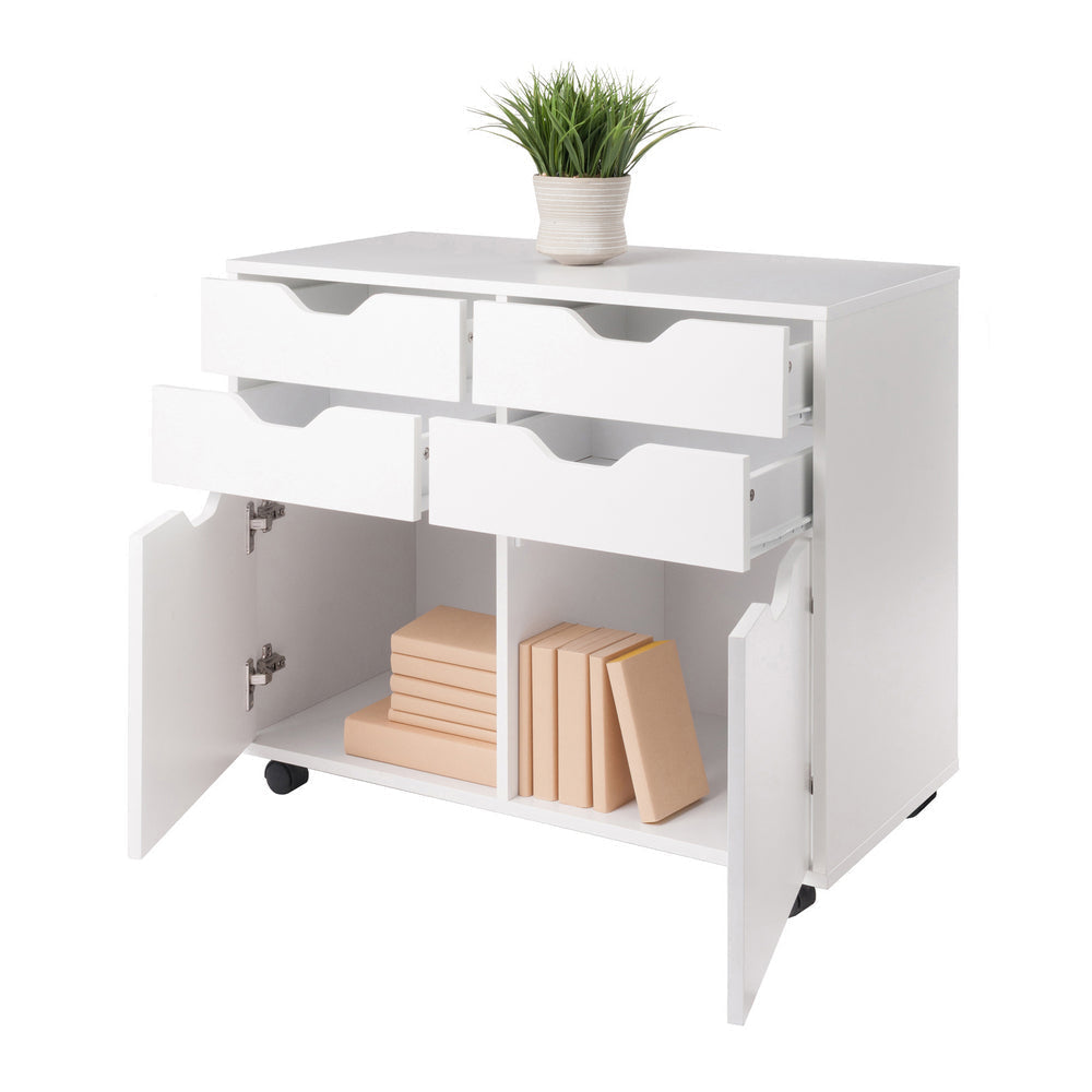 Halifax 2-Door 4-Drawer Mobile Cabinet White WIN-10622