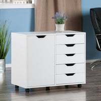 Halifax 5-Drawer, Side Storage Mobile Cabinet, White