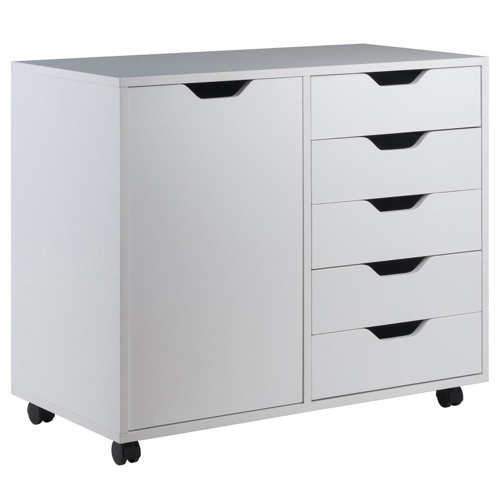 Halifax 5-Drawer, Side Storage Mobile Cabinet, White