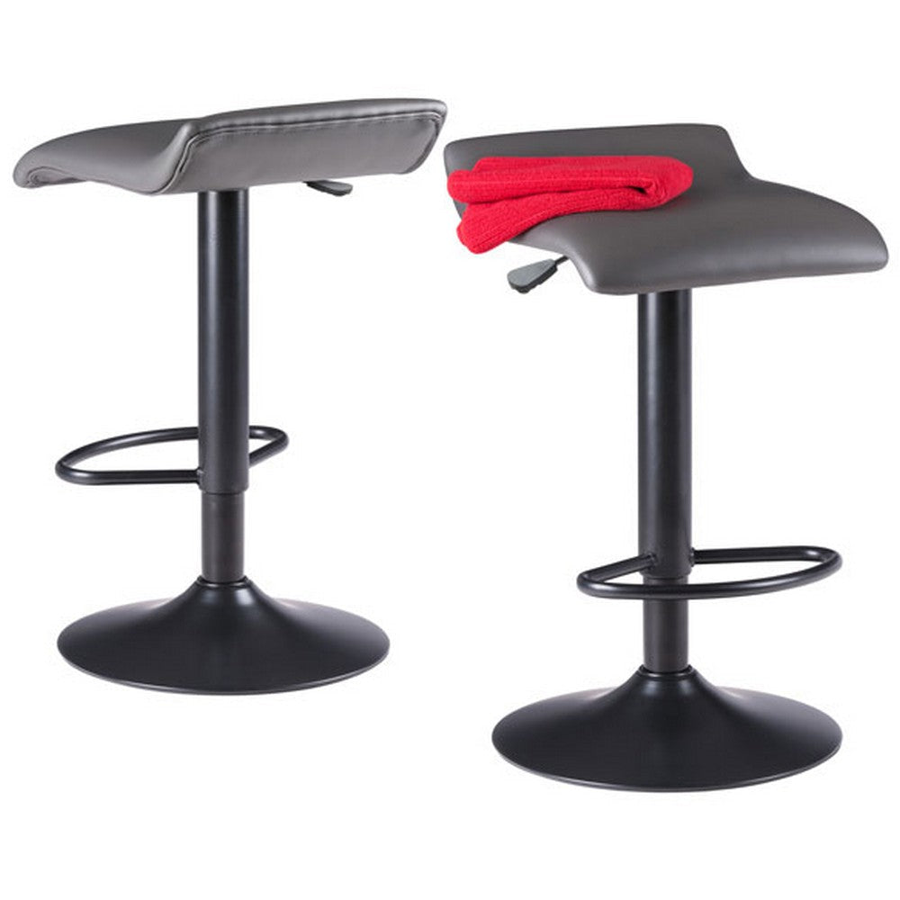 Tarah 2-Pc Adjustable Swivel Seat Stool Set Black and Slate Gray WIN-16232
