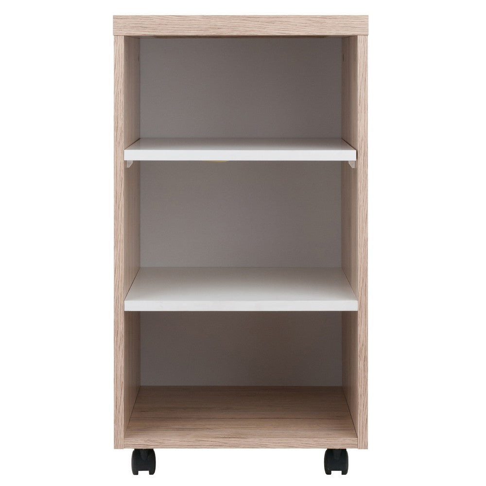 Kenner Open Shelf Cabinet Reclaimed Wood and White WIN-18333