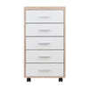Kenner 5-Drawer Cabinet Reclaimed Wood and White WIN-18556