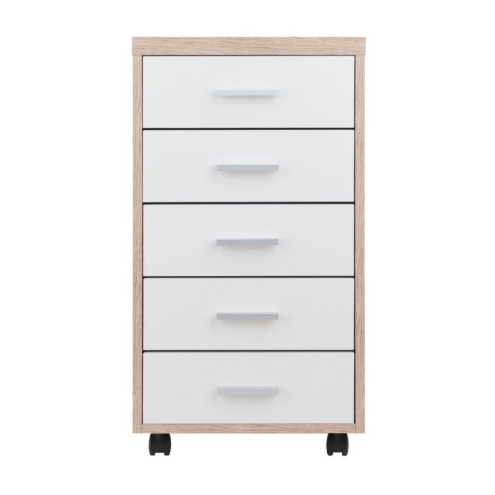 Kenner 5-Drawer Cabinet Reclaimed Wood and White WIN-18556