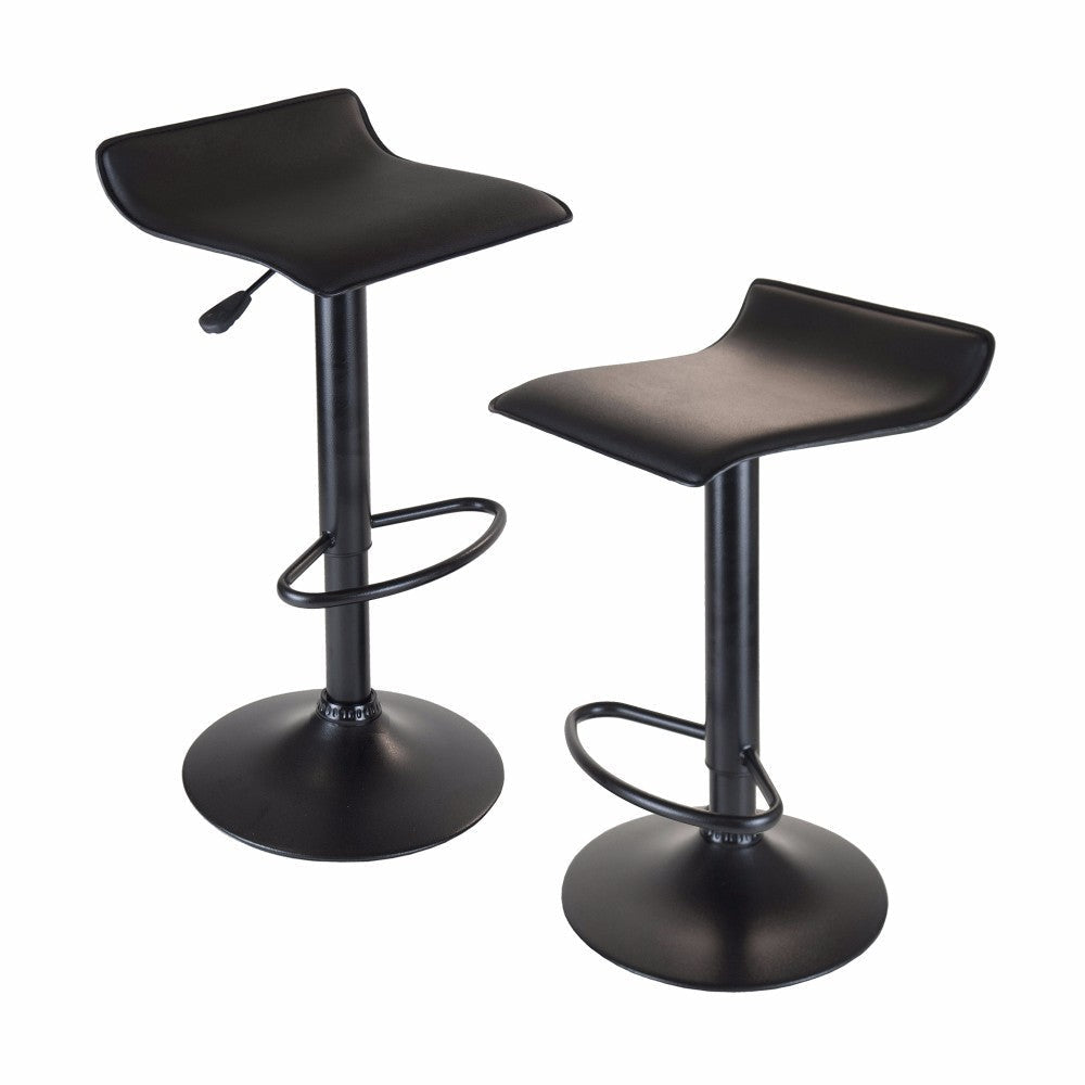 Obsidian 2-Pc Adjustable Swivel Stool Set, Black