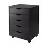 Halifax 5-Drawer Mobile Cabinet, Black