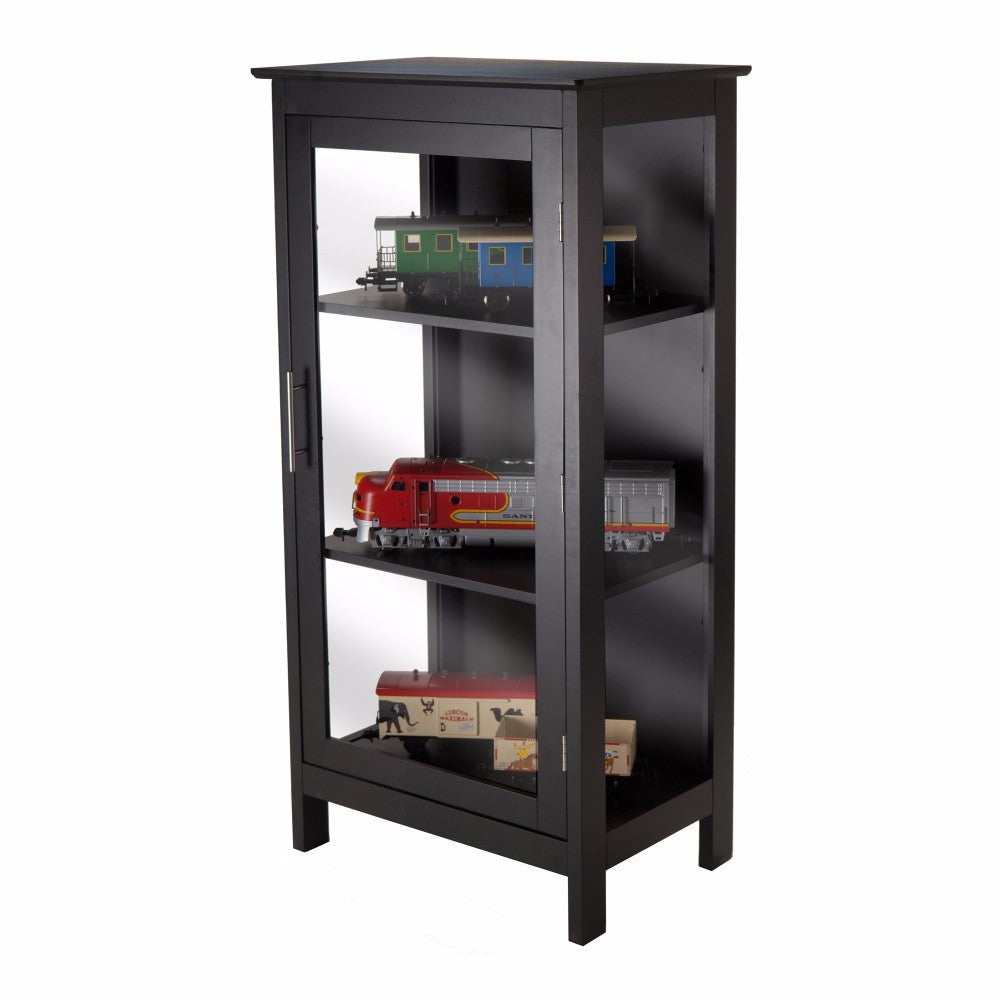 Wood Poppy Display Cabinet Glass Door Black WIN-20523